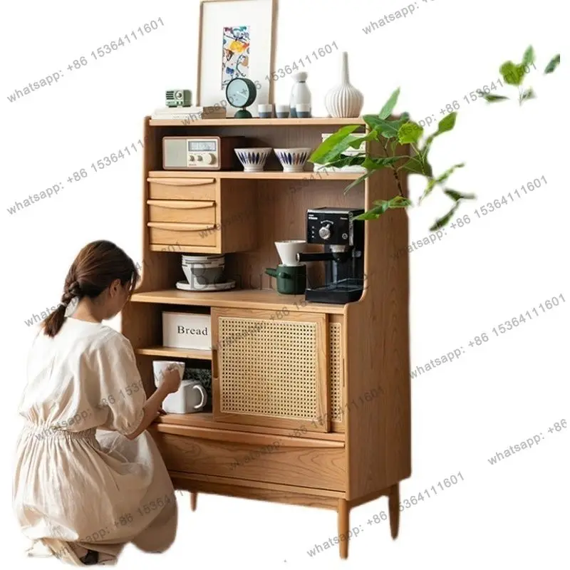 

LD Nordic solid wood dining side cabinet, simple modern tea coffee machine cupboard