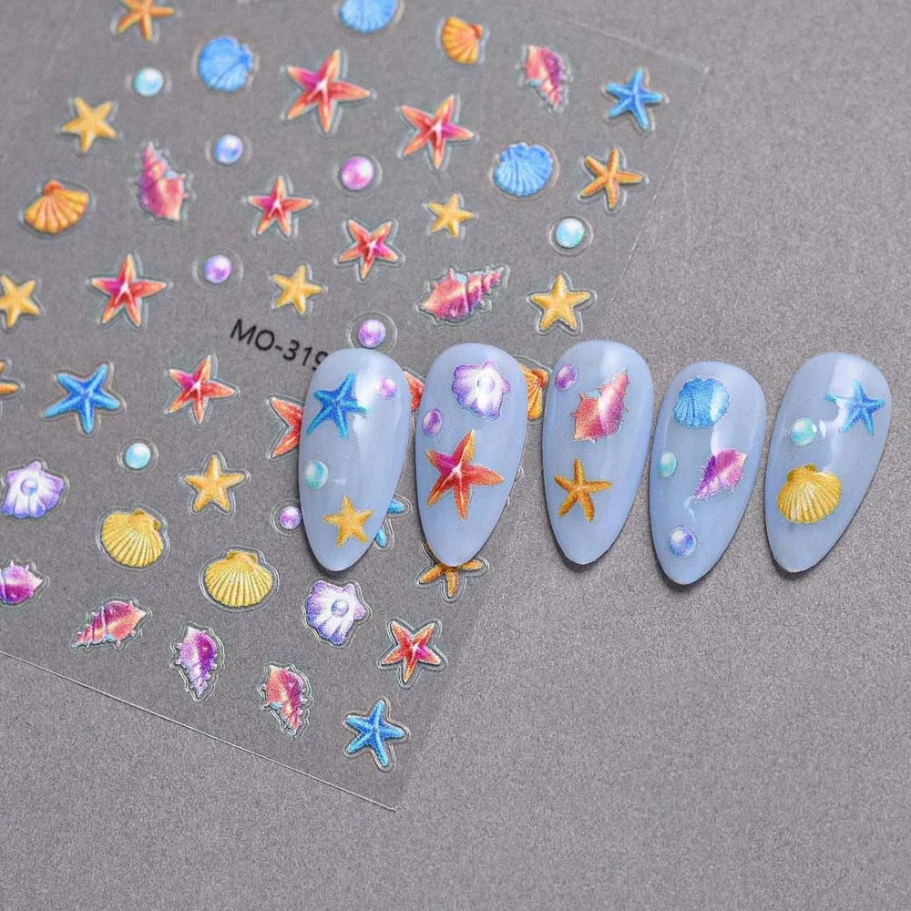 

Conch Star Ocean Nail Stickers Starfish Ocean Shell Ocean Nail Decals Sea Jellyfish Nail Accessories Ocean Nail Decorations