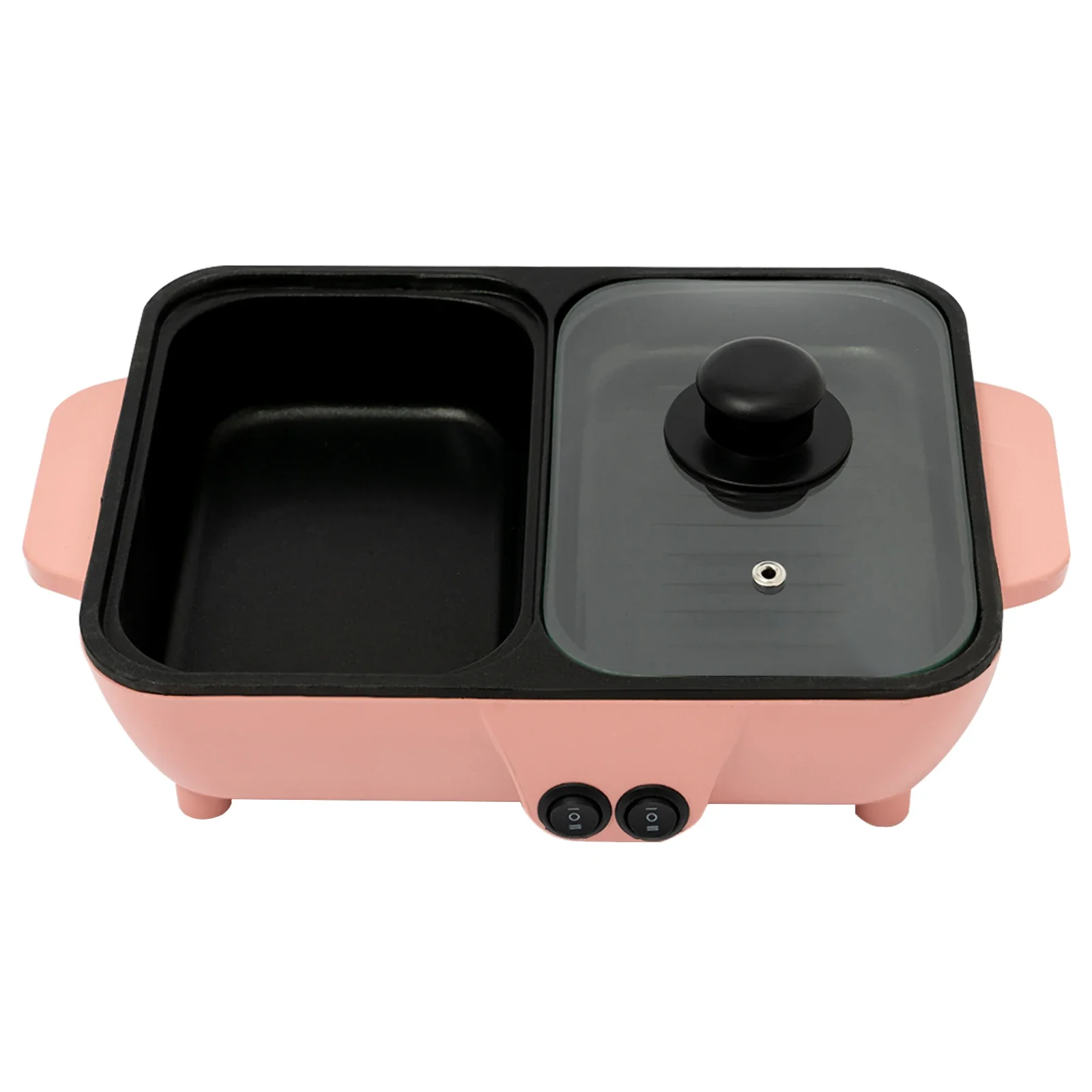 

2 in 1 Portable Smokeless Electric Shabu Hot Pot BBQ Grill Non-stick Cooking Pan