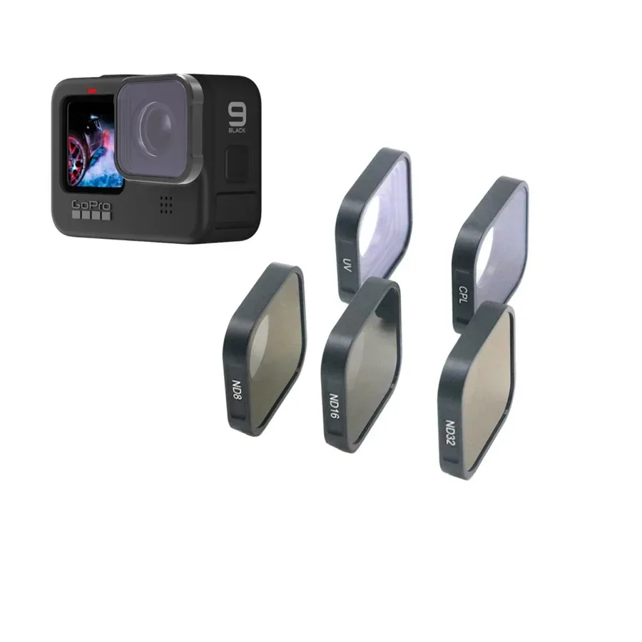Juego de Filtros de Lente UV ND8 ND16 ND32 CPL para GoPro Hero 9 10 Black, Marco de Aleación de Aluminio, Accesorios para Cámara de Acción