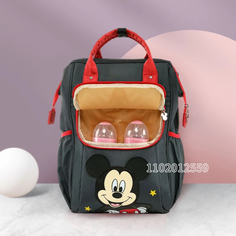 Disney-Bolsa de pañales de Mickey para bebé, mochila Original de marca de lujo, bolsa de pañales de bebé de dibujos animados, gran capacidad,