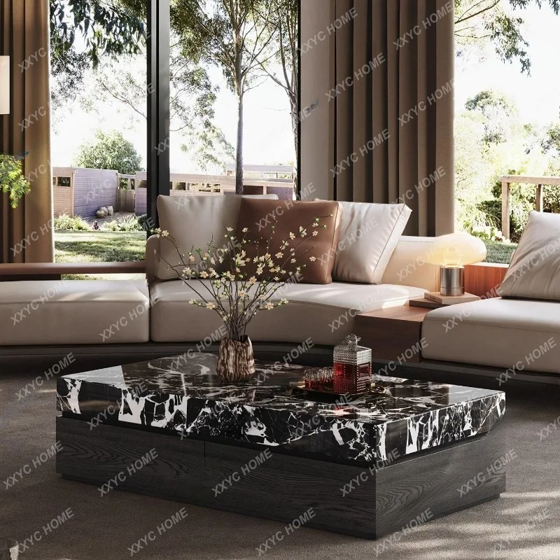 XXminimalist high-end coffee table black rose luxury stone luxury villa mansion large flat coffee table
