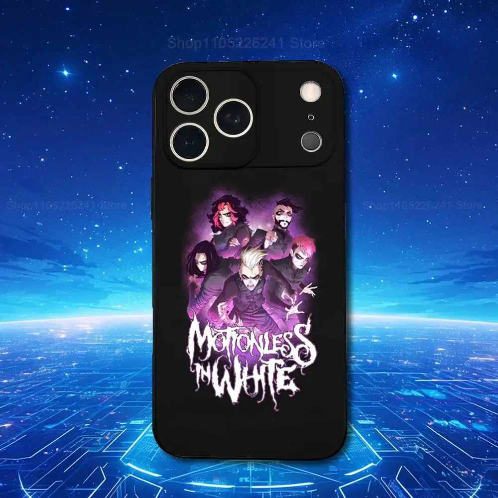 باند M-Motionless باللون الأبيض لهاتف iPhone 13,16,11,14,17,12,15,Plus,Pro Max,XS,X,XR,SE,Mini,8,7,Phone Case Soft Silicone Black