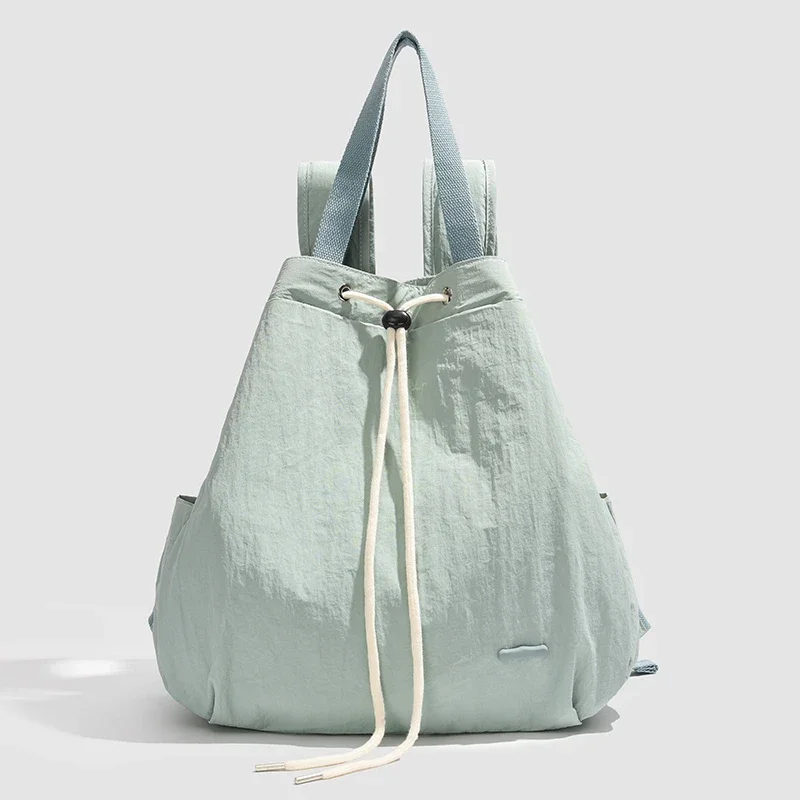 Soft Solid Color Drawstring Backpacks Casual Versatile Sewing Thread 2025 New High Quality Bags for Women Nylon Backpacks