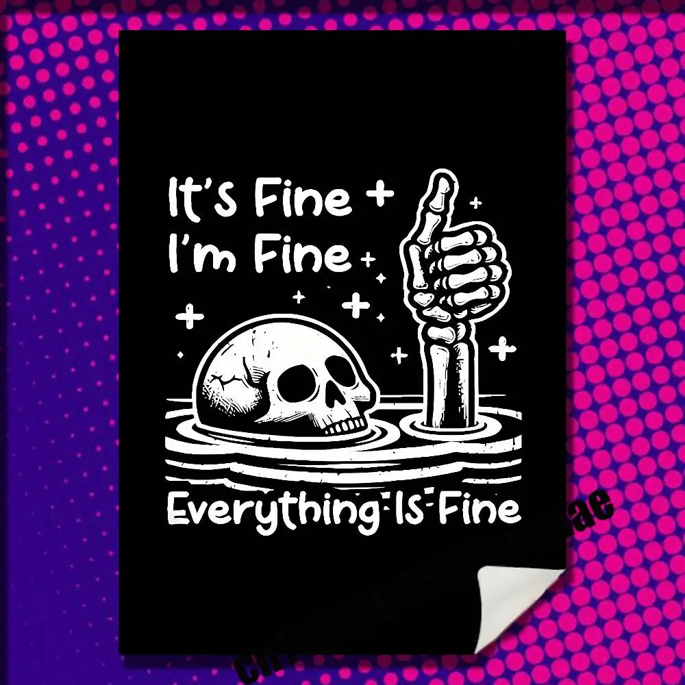 

For The Quirky Skeleton Poster Wall Sticker Paper Bedroom 30x40cm Self-adhesive Decoration Fans Playbill Cover