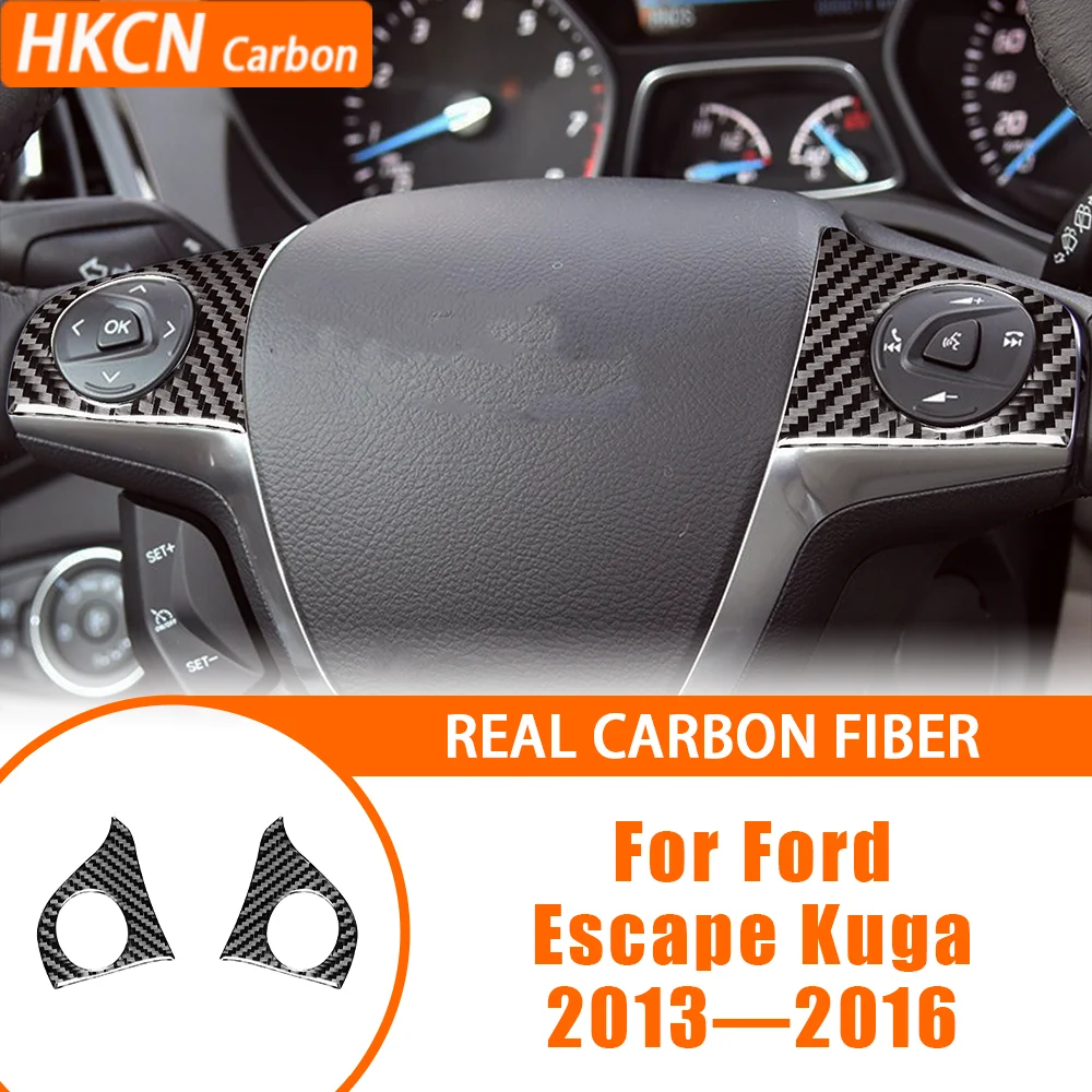 

For Ford Escape Kuga 2013—2016 Car Accessoreis Carbon Fiber Steering Wheel Button Panel Interior Cover Trim Modified Sticker