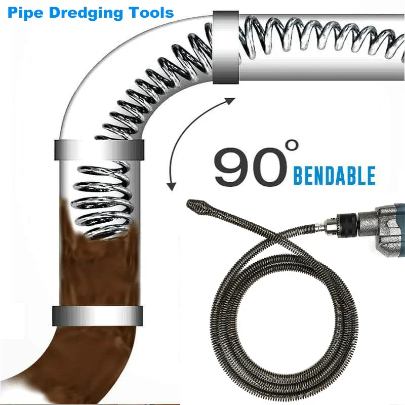 

1-3m Pipe Dredging Tool Spring Pipe Sewer Pipe Unblocker Sinks Basin Pipeline Clogged Remover Tools Bathroom Kitchen Drain Clean