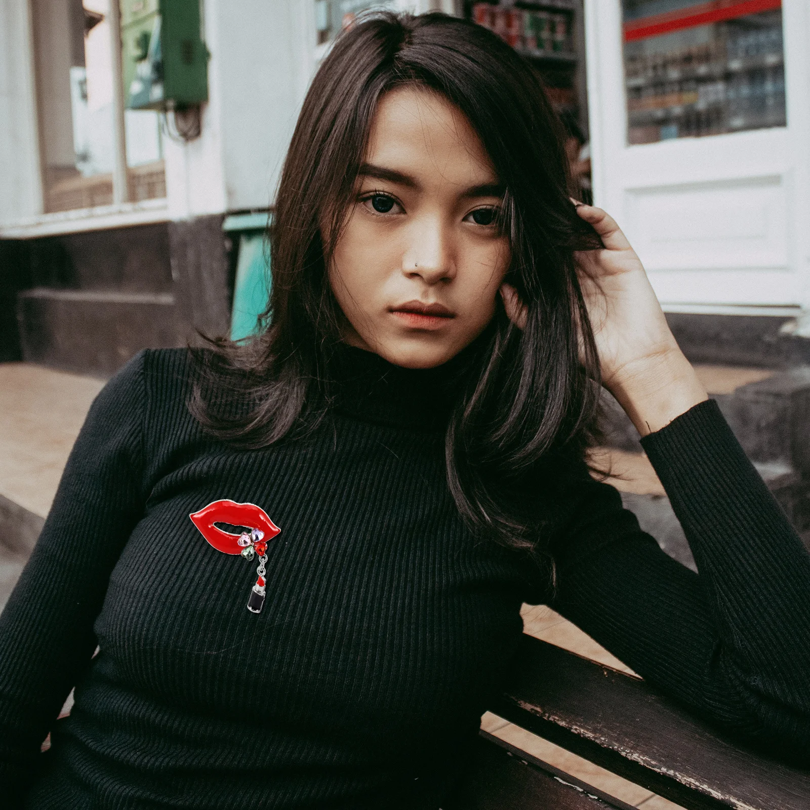 

7Pcs Lip Shaped Brooch Chic Stylish Pins Durable Accessories for Women Fashion Statement Jewelry Brooch Versatile Breastpin