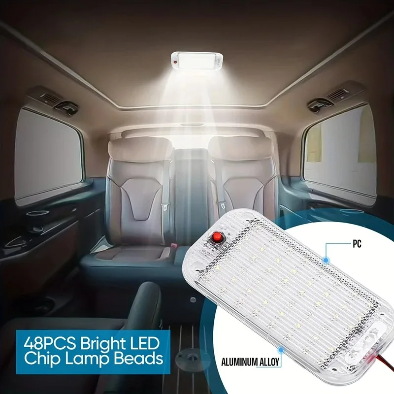 1PC 12V 24V LED Car Reading Light High Brightness 48LED Interior Cab Lamp Trunk Lighting Car Trunk Light Caravan Motorhome Light