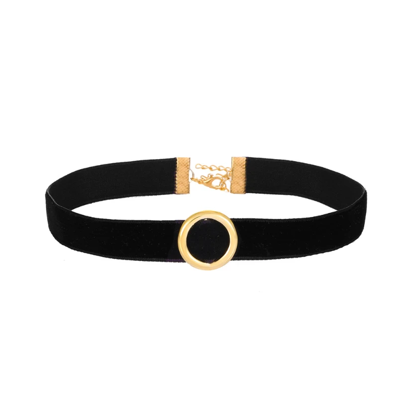 Vintage Golden Circle Black Velvet Chokers Necklaces for Women Girls Simple Retro Collar Necklaces Wedding Party Fashion Jewelry