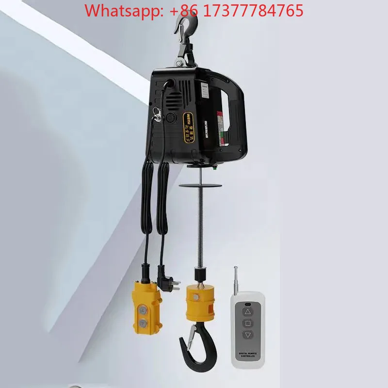 1837 Mini electric hoist 220v small crane portable remote control household air conditioner crane small lifting h 914