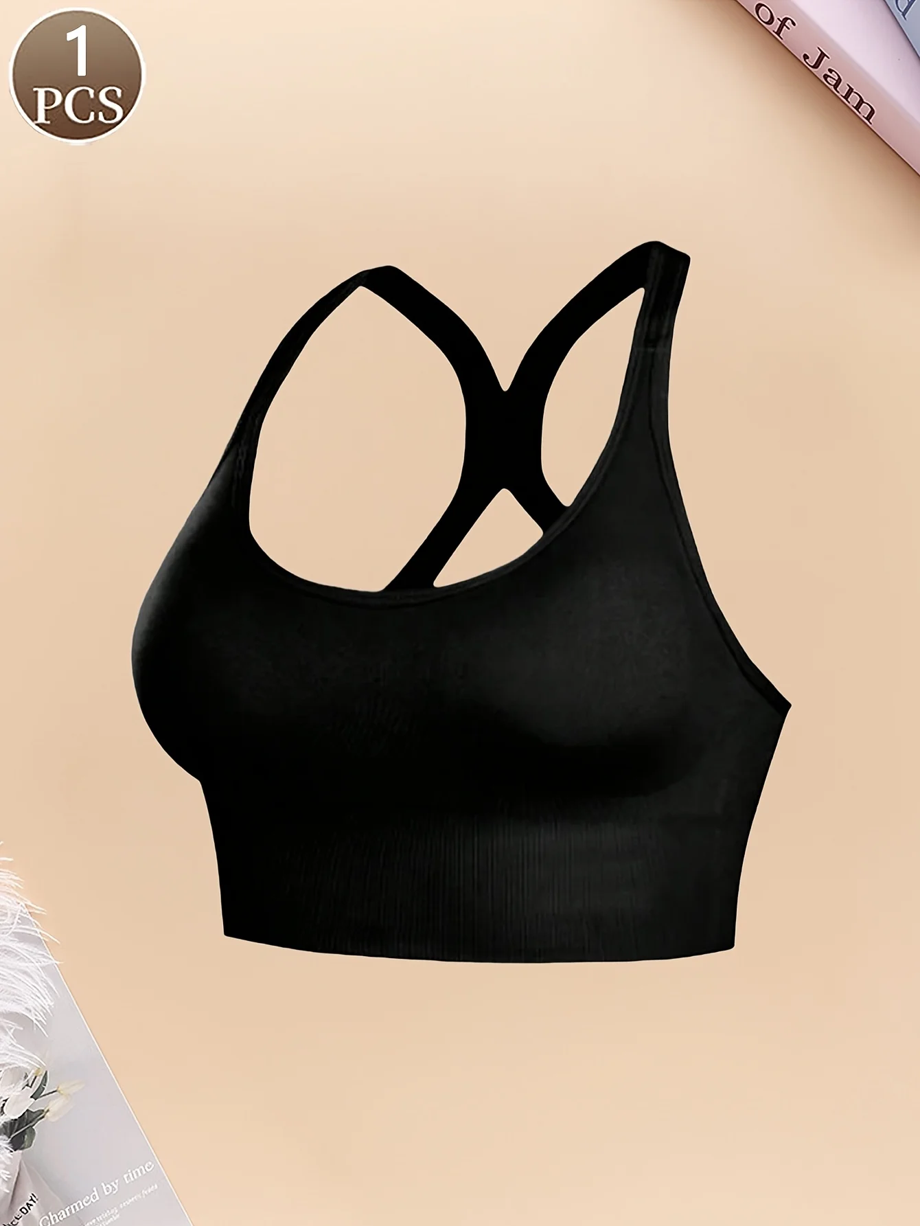 1-teiliges Set Damen-Sport-BHs, weich und bequem, BH ohne Stahlring, einfarbiger rückenfreier BH, Sport-BH