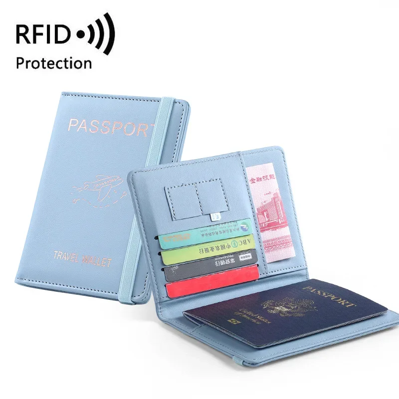 PU 가죽 여행 지갑, RFID 다기능 여권 지갑, 여권 커버, 여권 거치대 ID 신용카드 홀더 거치대