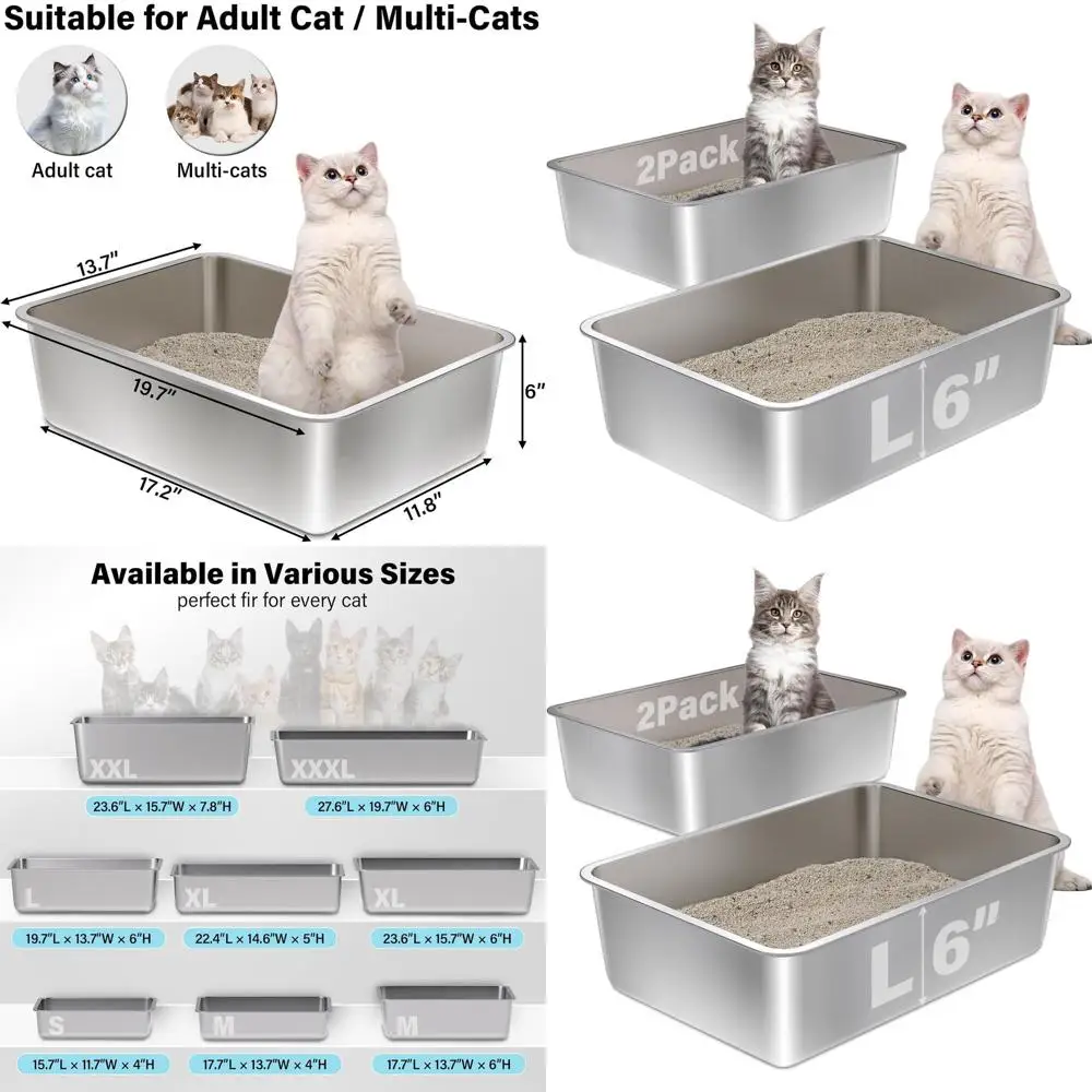 

Large Metal Cat Litter Box, 19.68 x 13.77 x 6, Easy Clean, Non-Stick, No Smell for Adult Cats
