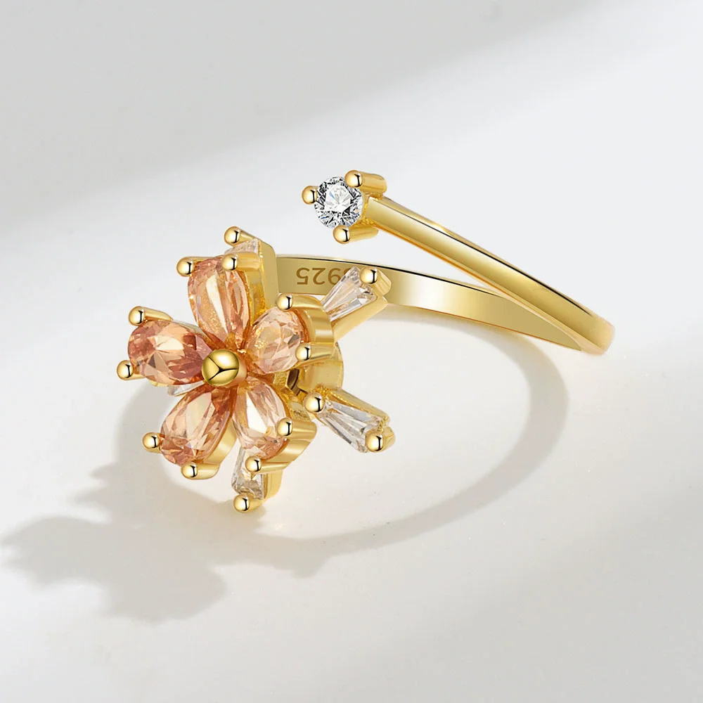 VENTFILLE 925 Sterling Silver Rings For Women Rotation Anti Anxiety Relieving Flower Plane Jewelry Gift Dropshipping Wholesale