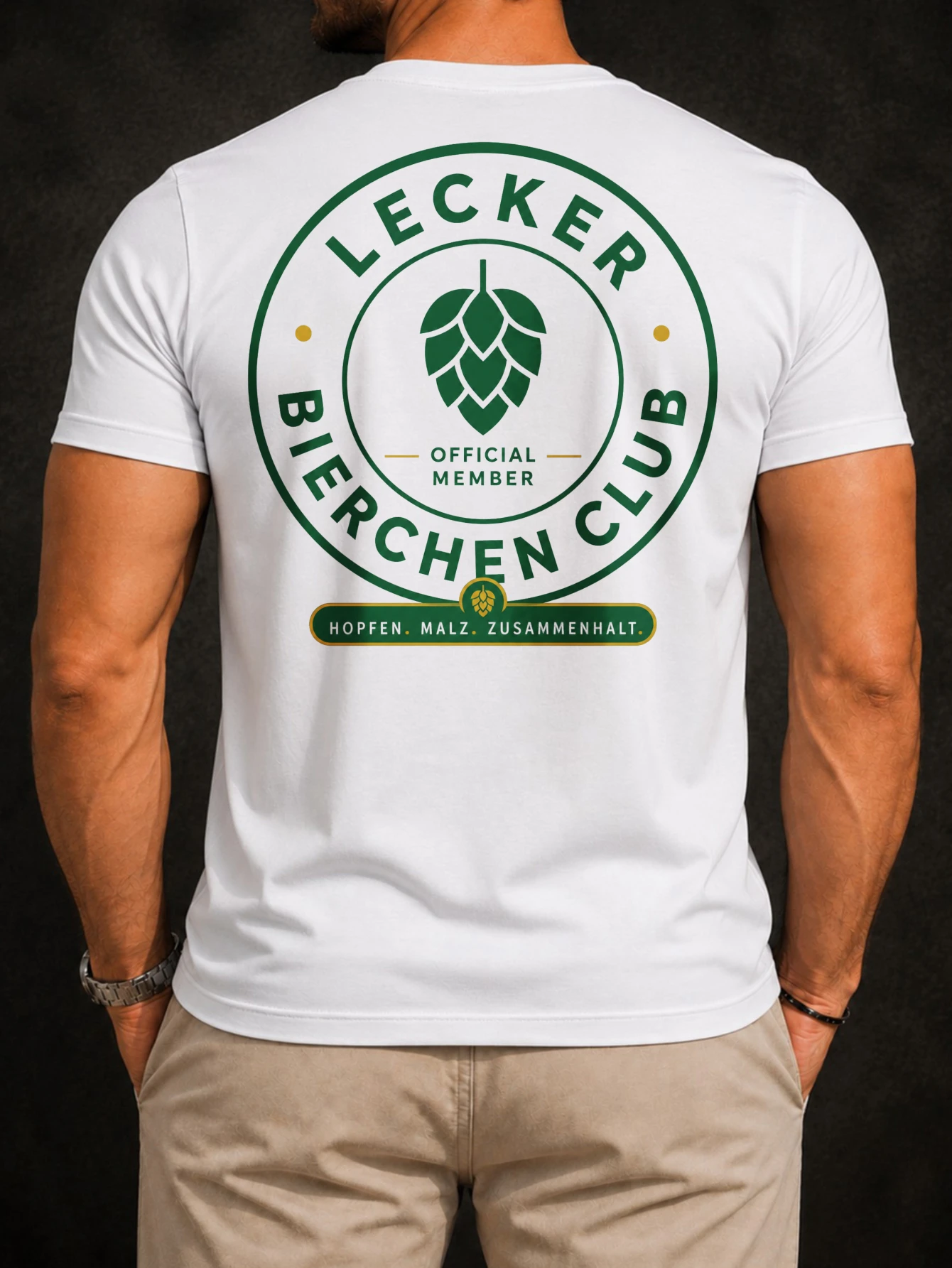 Lecker Bierchen Club official member green hop cone circle with Hopfen Malz Zusamhalt  Tee  Unisex  Unisex All T-Shirt