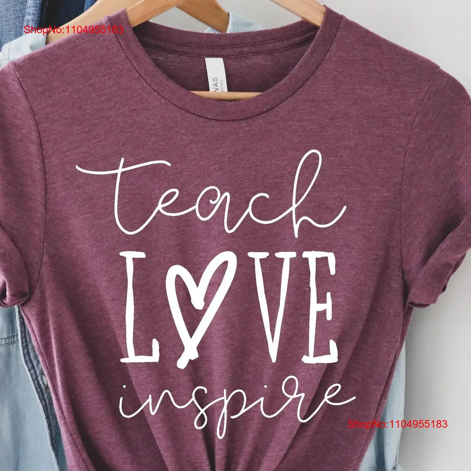 

Teach Love Inspire T Shirt Teacher For Life Teaching Elementary School Preschool vintage Washed designer clothes fashion Unisex
