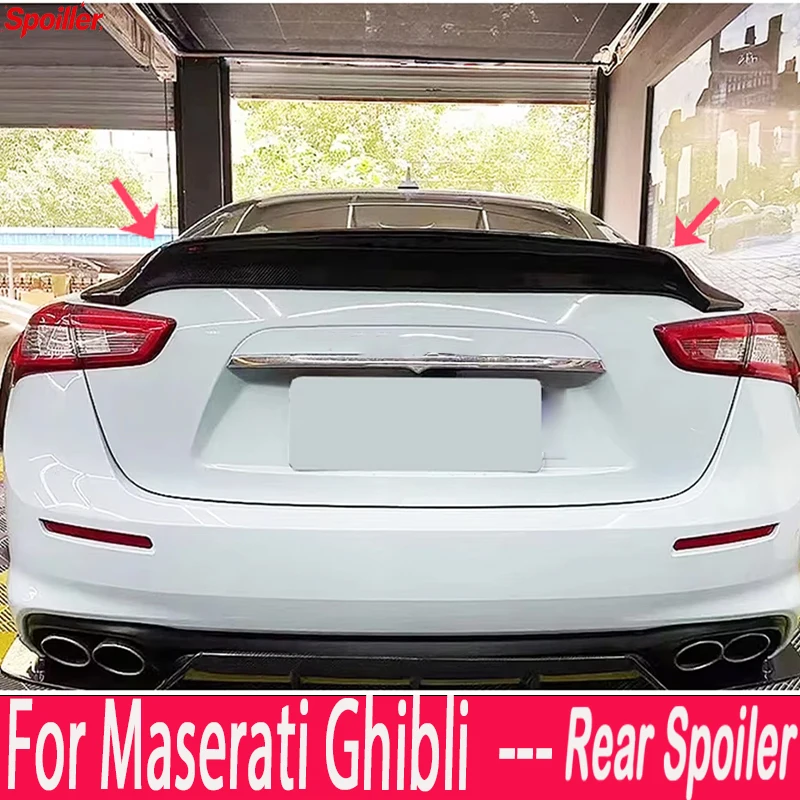 For Maserati Ghibli 2014 15 16 17 18 19 20 Rear Trunk Lid Car Spoiler Wing Carbon Fiber Black Tuning Upgrade Accessories Parts
