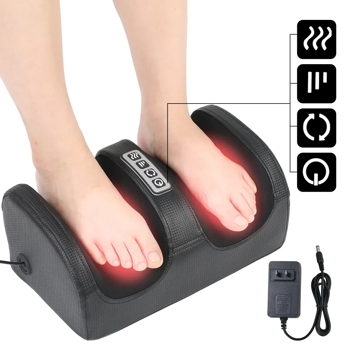 For  Heating Electric Foot Massage Shiatsu Health Care Therapy Relax Body Massager Heat Deep Muscles Kneading Roller Salud