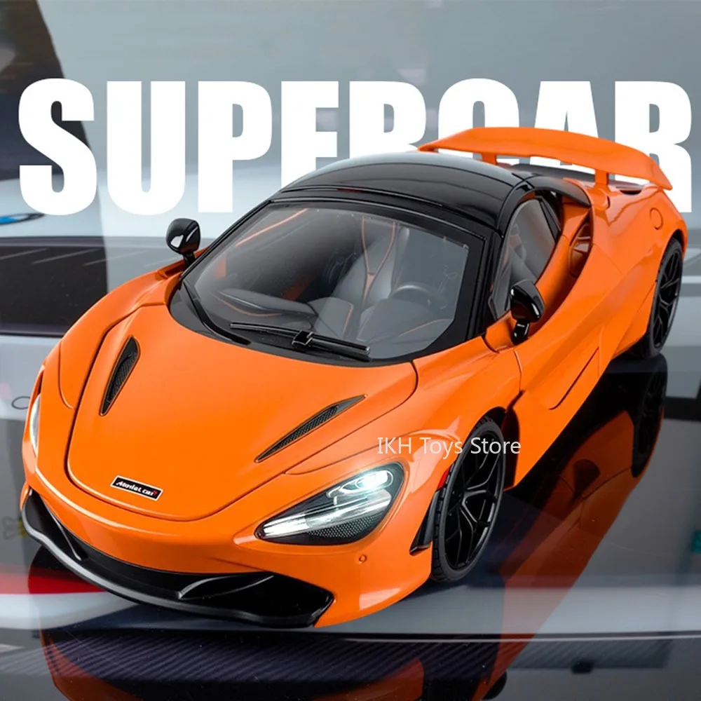 

1:18 Scale 720S ONE Miniature Toy Supercar Models Alloy Diecast Doors Opened Pull Back Sound Light Sports Cars for Kids Gifts