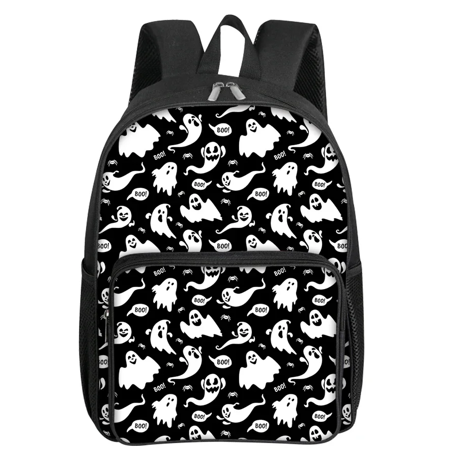 Ghost Pattern Square Front Pocket Backpack For Boy And Girls Best Gifts 3D Cartoon School Bag For Children