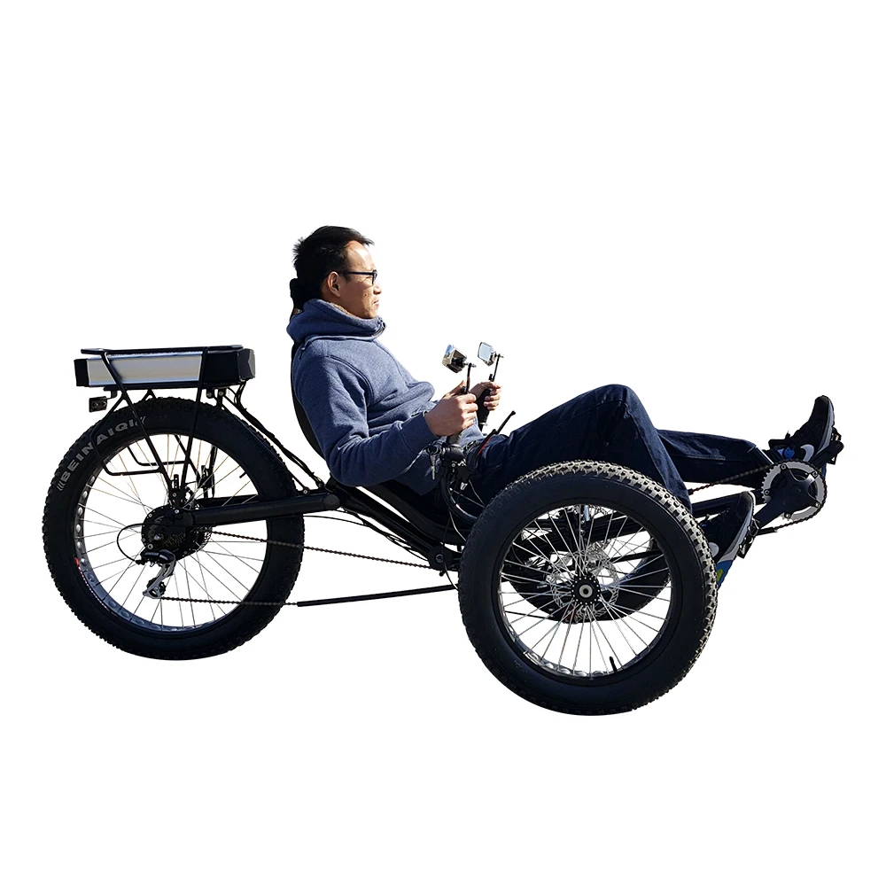 Free Door to  Shipping 3 Wheel Adults Outdoor Sports Foldable Fat Tyre Recumbent Trike Electric Pedal Assist Drift Tricycle