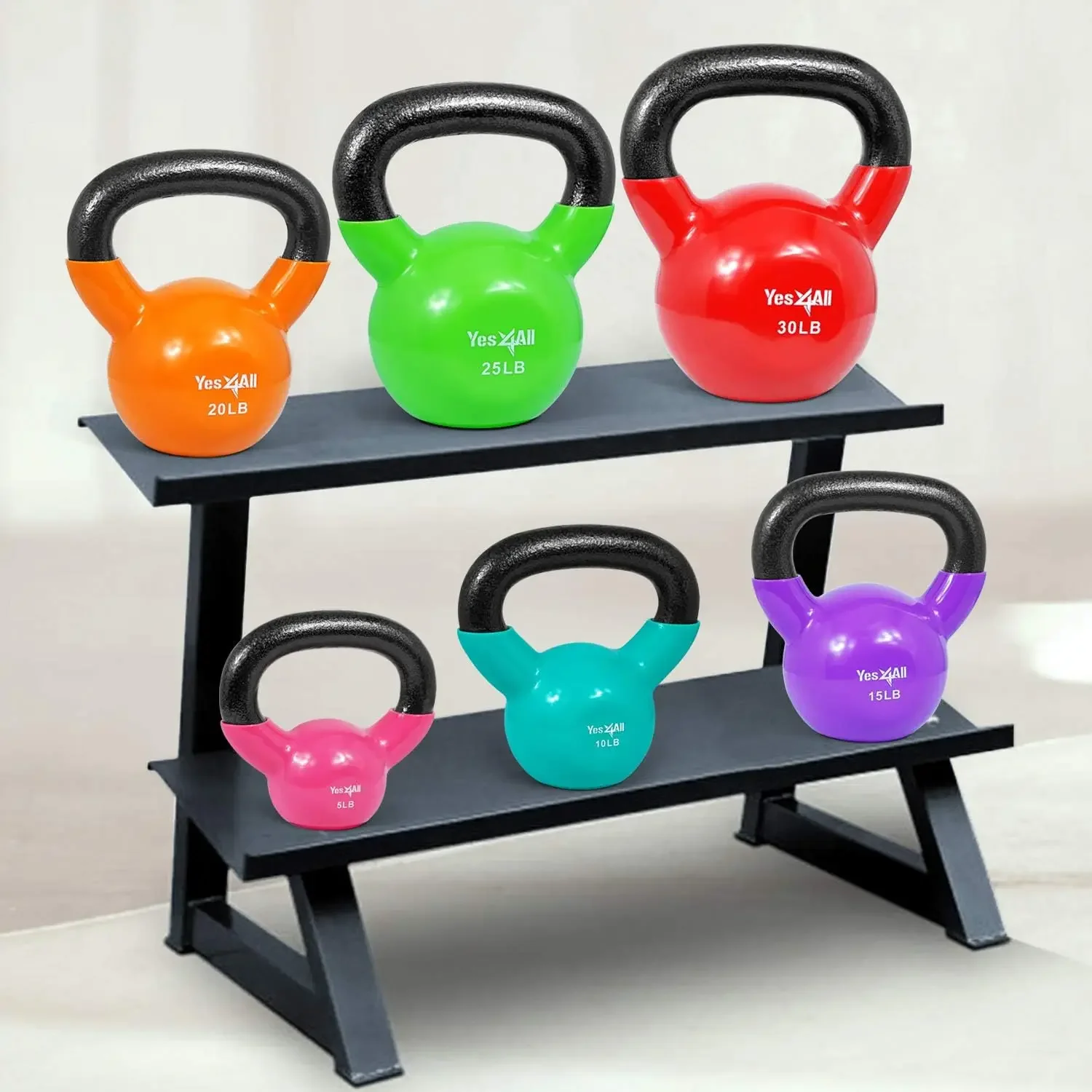 Kettlebell Set Vinyl Coated Weights Combo for Full Body Workout Equipment Push up, Grip Strength Training, Dumbbell Weig