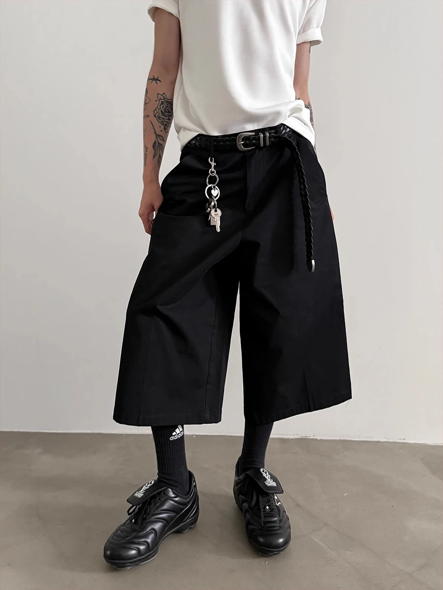 REDDACHiC Formal Men's Black Dress Pants with Pockets Comfy Summer Solid Cleanfit Wide Leg Straight Shorts Work Casual Bottoms