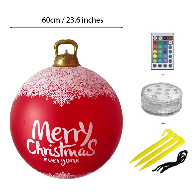 Palla Di Natale Gonfiabile 60 Cm In PVC Per Esterni – Grande Decorazione Natalizia Per Giardino, Cortile E Prato