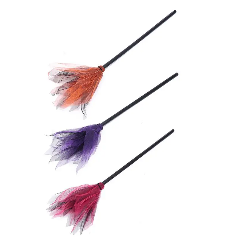 

Halloween Witch Flying Broom Mesh Tulle Detachable Handle Cosplay