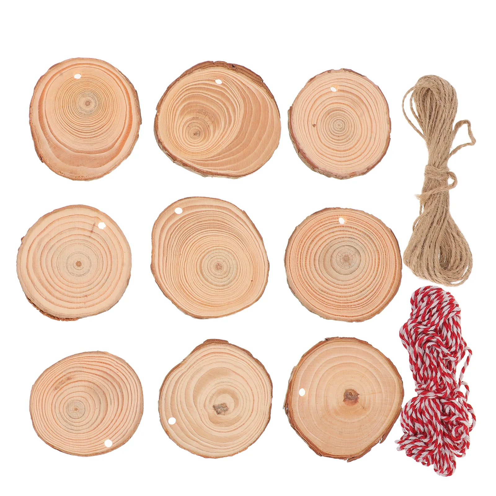 30 pezzi di tronchi di pino non finiti rotondi di legno a fette di corda di cotone fette naturali cerchio di legno cerchi naturali disco