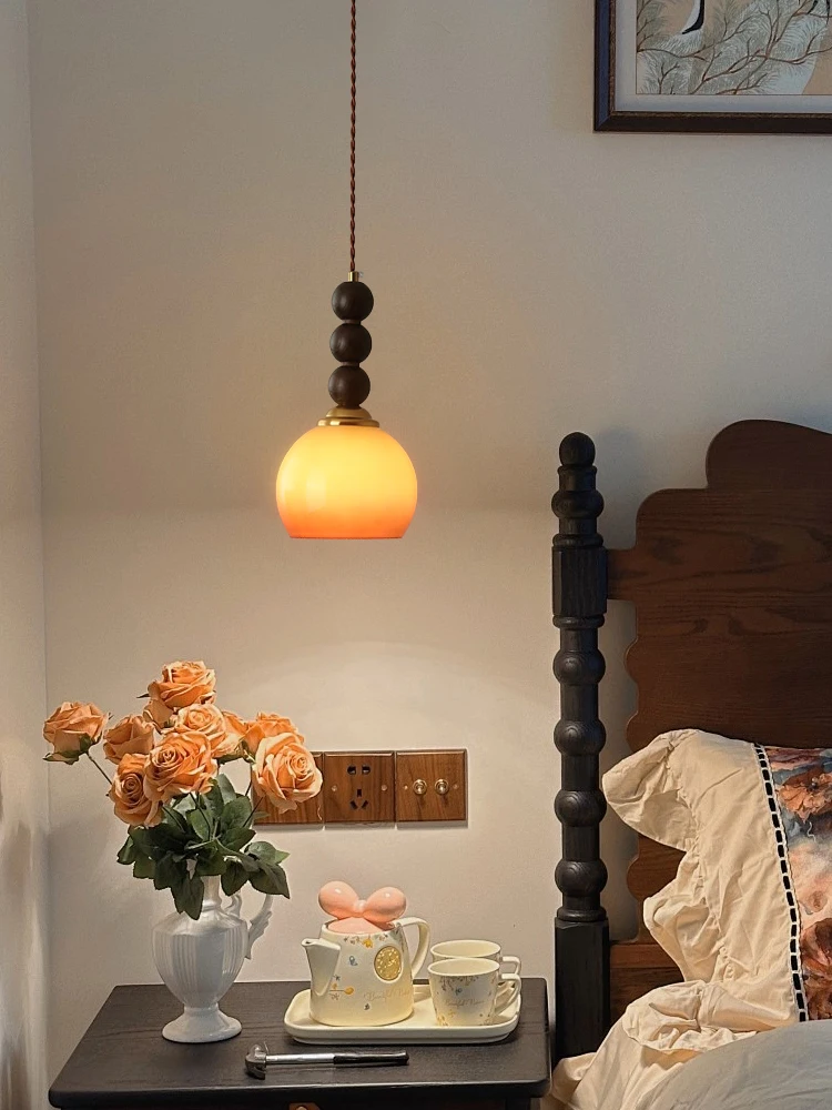 American retro bedroom bedside chandelier wabi sabi medieval vintage restaurant bar island bed and breakfast glass lamps
