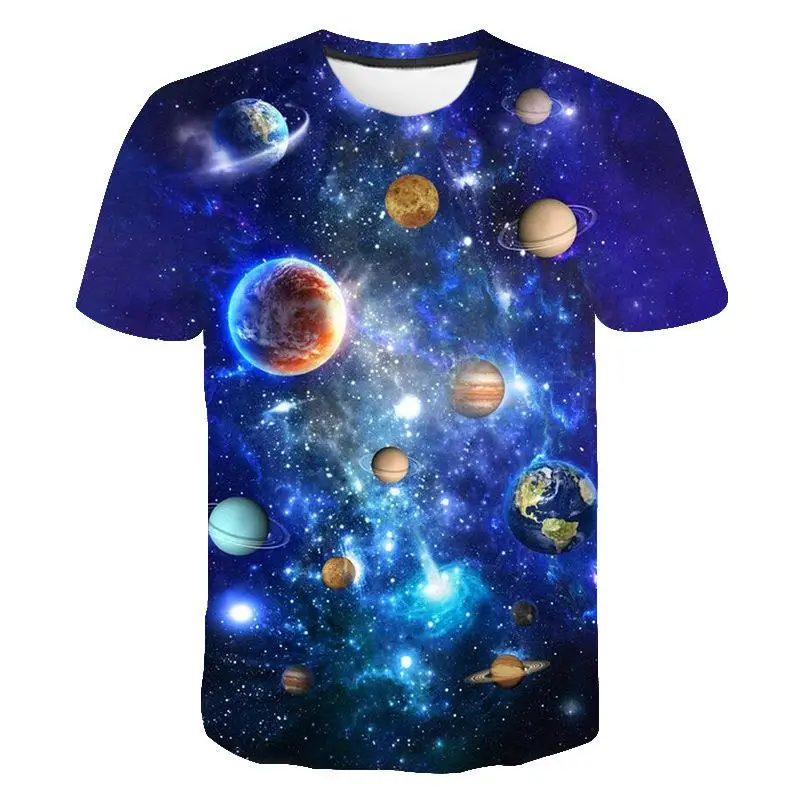 New Cosmic Planet Space Galaxy 3d Printing Men\'s Ladies Children\'s Casual T-shirts Starry Cool Tops Fashion Street Light Sports