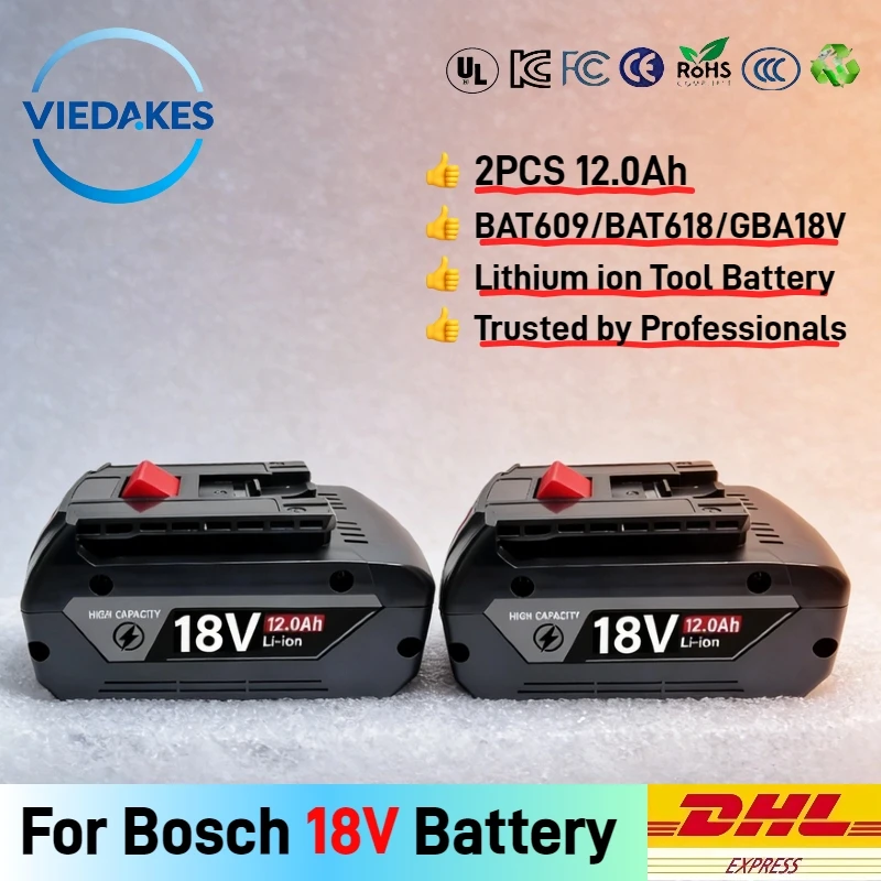 

2026 новый аккумулятор для BOSCH 18 В BAT609 BAT609G BAT618 BAT618G BAT614, 12,0 Ач, 10,0 Ач, 8,0 Ач, + комбинированный комплект зарядного устройства