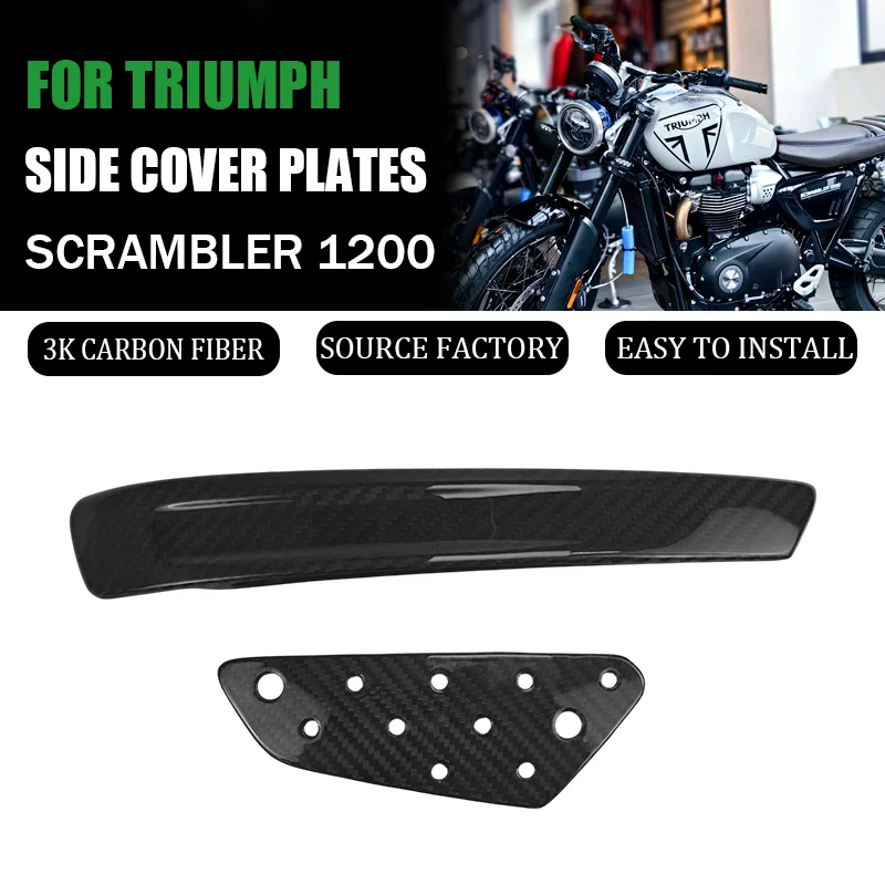 For Triumph Scrambler 1200 X XE XC 3K Pure Dry Carbon Fiber Side Cover Plates Fairing Kit Motorcycle Accessories