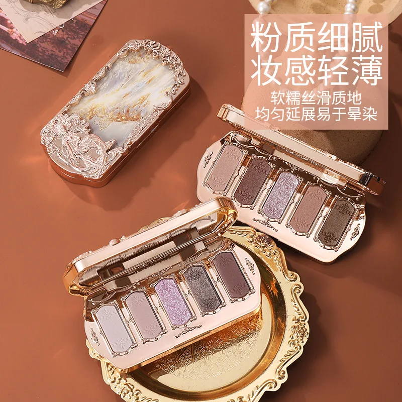 Paleta de sombras de olhos sereia, 5 cores, diamante, glitter, multiuso, acabamento fosco e brilhante, de longa duração, até 12 horas de usar