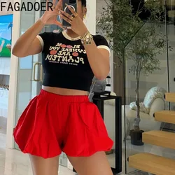 FAGADOER Women's Y2k Bubble Shorts 2024 INS Fashion Casual Elastic High Waisted Bubble Baddie Puffy Shorts Trendy Streetwear