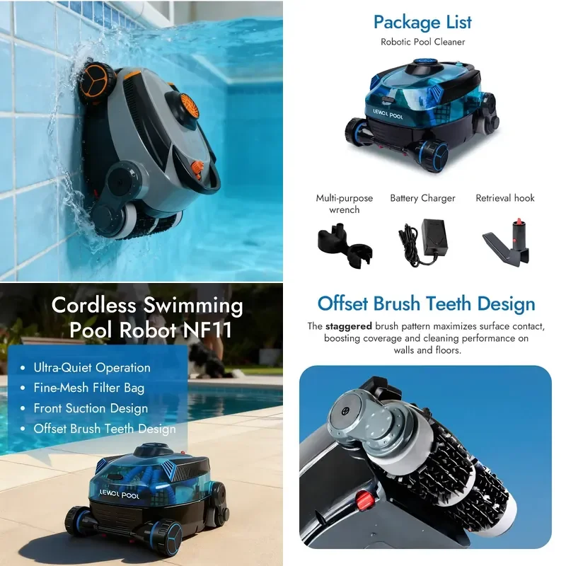 Garden Swimming Pool Smart Automatic Cordless Eco-Friendly Cleaning Robot Wall-Climbing Function Vacuum Low-energy