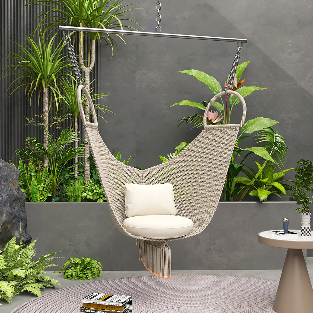 *Y-  Woven Ceiling-Mounted Porch Swing Chair, Waterproof & UV Resistant Outdoor Hanging Chair for Balcony, Patio, Yard & Garden
