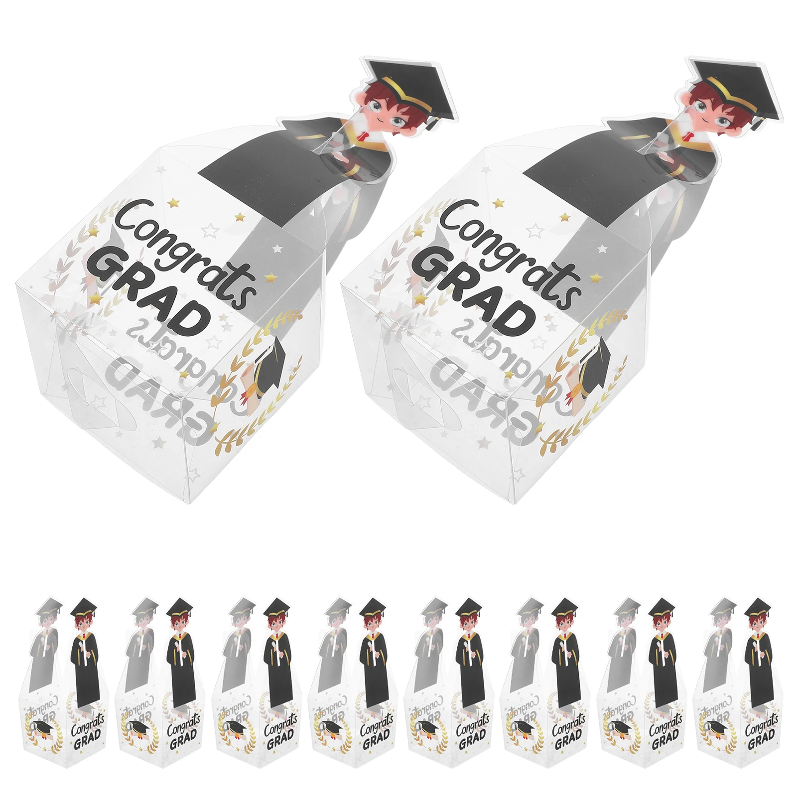 

20pcs Graduation Gift Boxes Clear PVC Containers Party Decorations Favor Packaging Boxes Seasonal Party Supplies