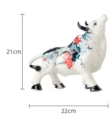 Blue and White Ceramic Cow Ornament Home Decor Accessories TV Cabinet Exhibit Knickknacks Statue Figurines Decorations Crafts