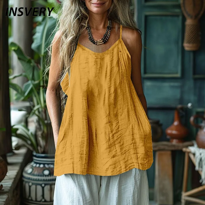 

Новые летние женские повседневные футболки, женский топ на бретелях с v-образным вырезом, женская футболка, однотонная футболка без рукавов для женщин, хлопково-льняной свободный жилет
