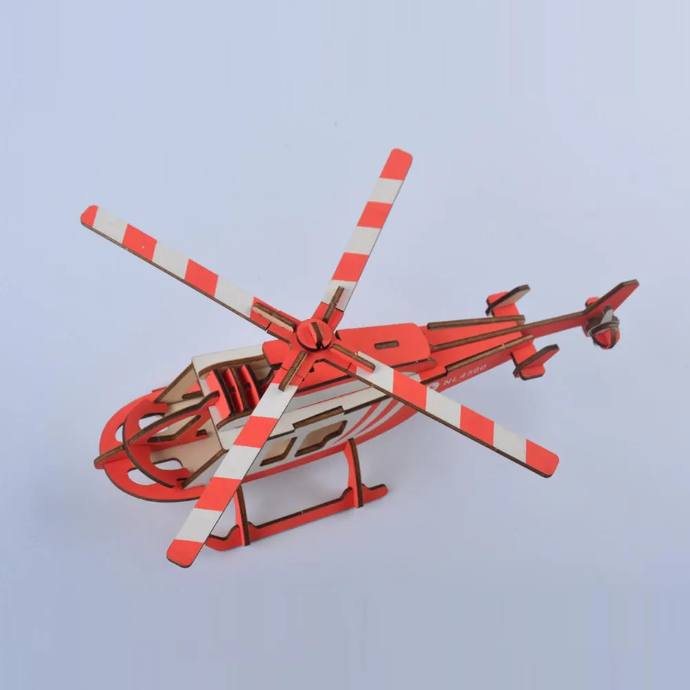 

Wooden 3D Puzzle Helicopter Aircraft Bright Color Assemble Educational Creativity Exercise Skill Development Wooden Puzzle
