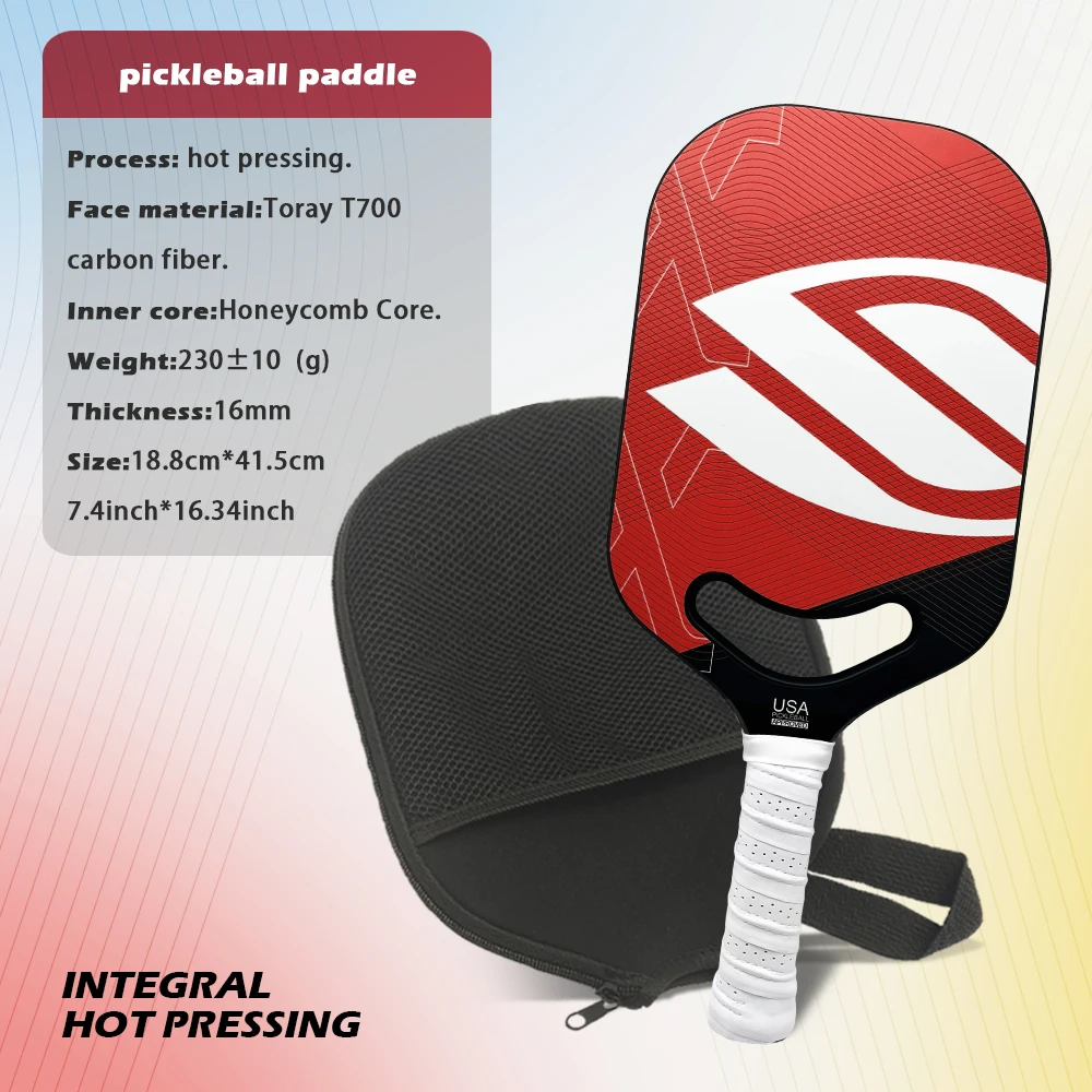 

Co-branded T700 Carbon Pickleball Paddle Edgeless Design Honeycomb Core 16MM Pro Competition Grade Pickleball Racket Complete Se
