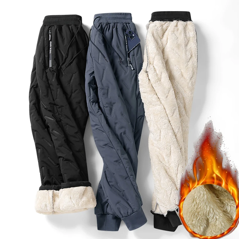 Winter Thicken Fleece Trousers Men Winter Pants for Men Sweatpants Windproof Waterproof Thermal Warm Joggers Pants Man M-XXXL