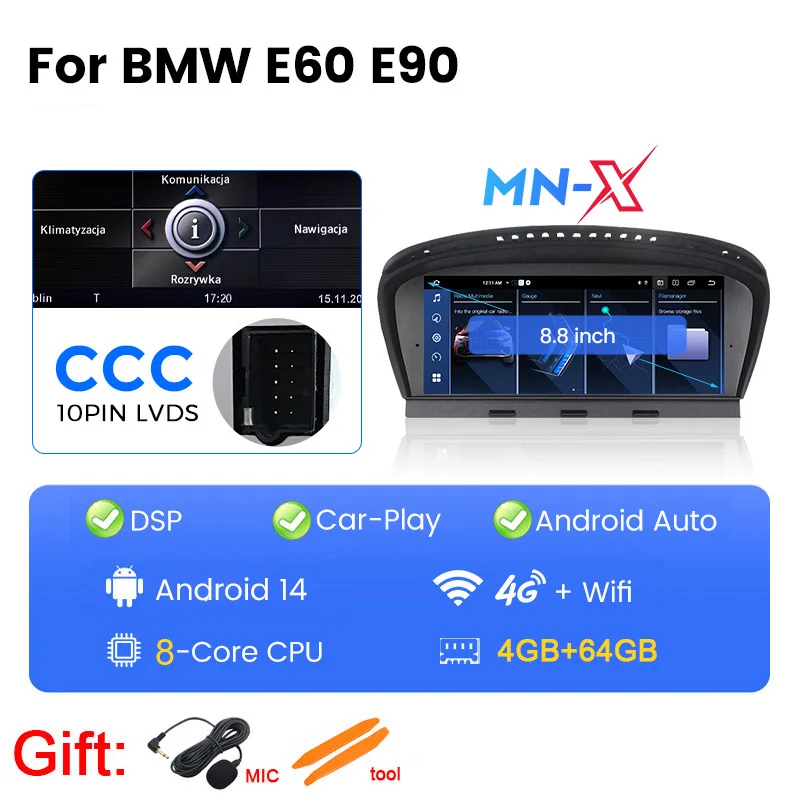 NaviFly MN-X EU Voorraden Draadloze Carplay Intelligente Auto Systemen Voor BMW E60 E61 E63 E64 E90 E91 E92 CCC Video Multimedia Speler