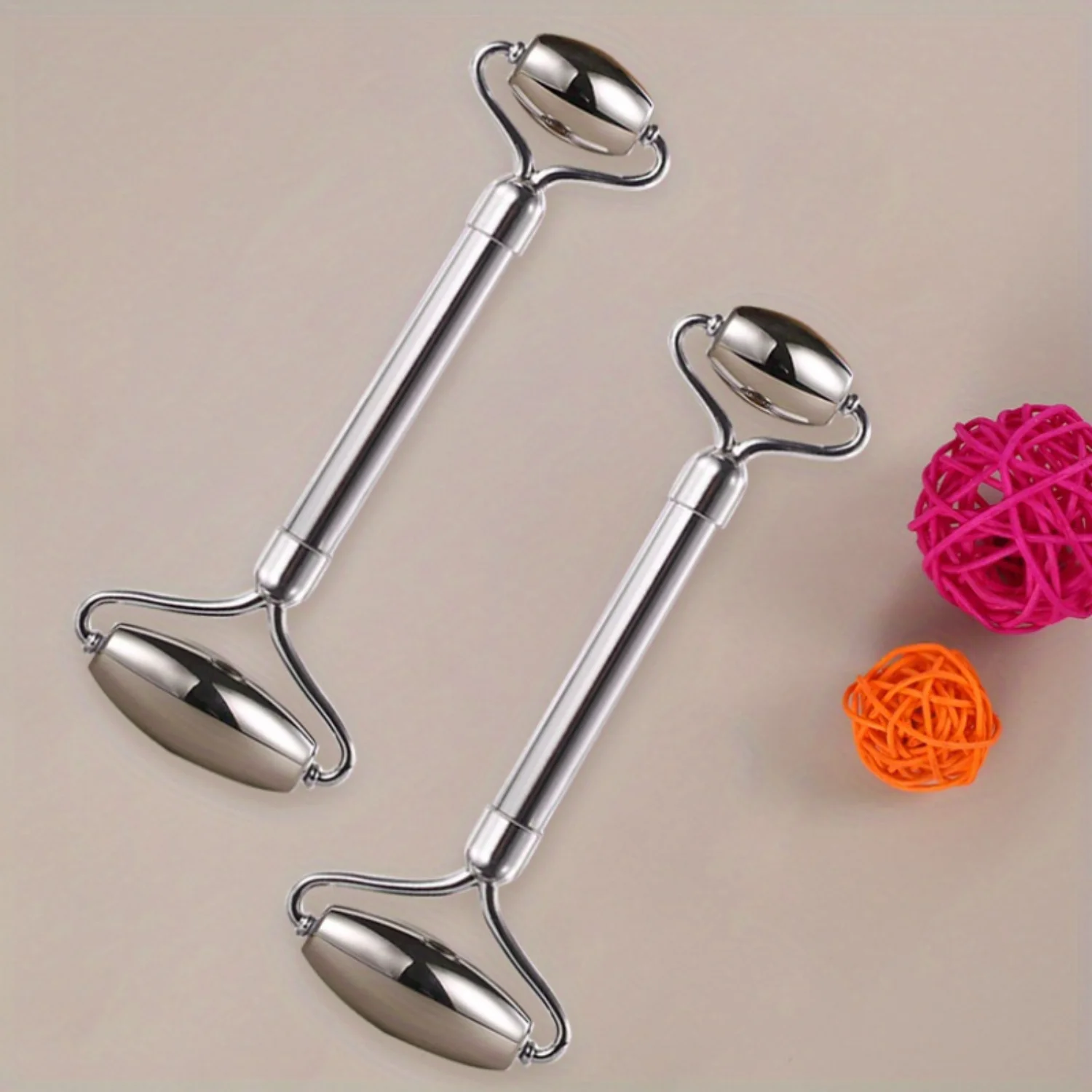 2 stks/set 304 roestvrij staal gezichtsschoonheid massage roller en Gua Sha tool - dubbele kop oogroller voor huidverzorging - gezicht, ogen en