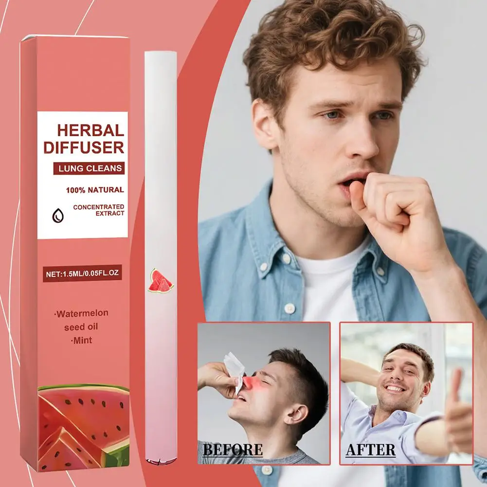 Palo de respiración refrescante a base de hierbas, semillas de sandía, aromaterapia para reparar Mucosa de las vías respiratorias y el cuidado de los pulmones