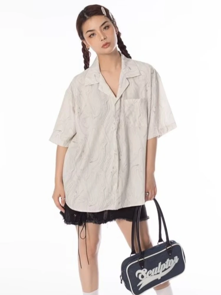 Baggy Shirts Dames Gedrukt Japanse stijl Mode Eenvoudig Casual Elegant Harajuku Halve mouw All-match Ademende kleding Gezellig