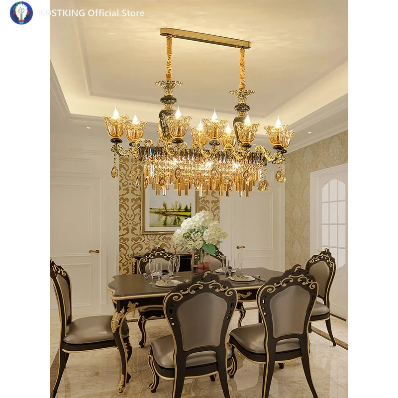 Self Optional European Long Dining Room Crystal Chandelier New Design Villa Bar Tea Room Luxury Lamps More Styles Can Choose